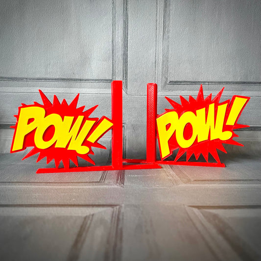 Pow! Comic Style Bookends - 3D Printed - Book Storage - Childrens Bedroom - Cartoon- KaPow - Cosplay - Office - Library - Fun Gift - Reading