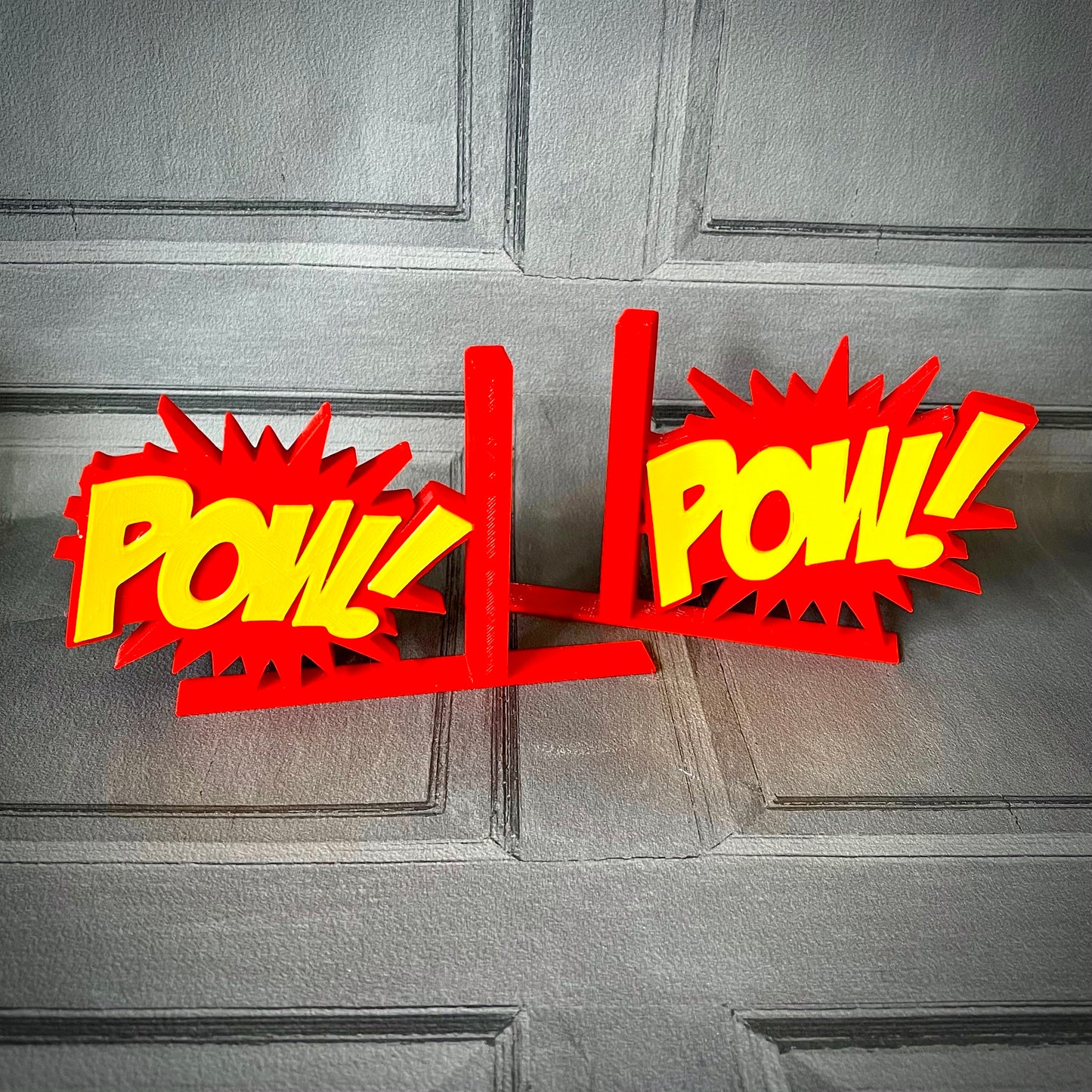 Pow! Comic Style Bookends - 3D Printed - Book Storage - Childrens Bedroom - Cartoon- KaPow - Cosplay - Office - Library - Fun Gift - Reading