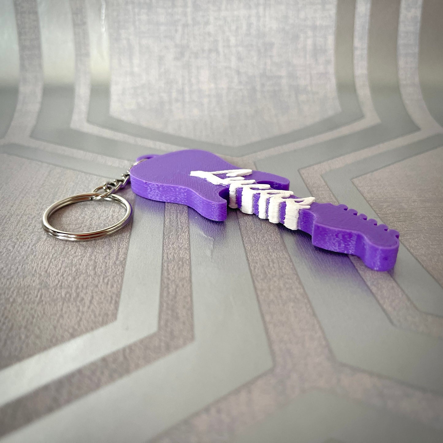 Guitar Keychain/Keyring - S Style - 3D Printed - Personalised - Personalized - Party Bag Fillers - Name Tags - Book Bag - Under 5 Pounds