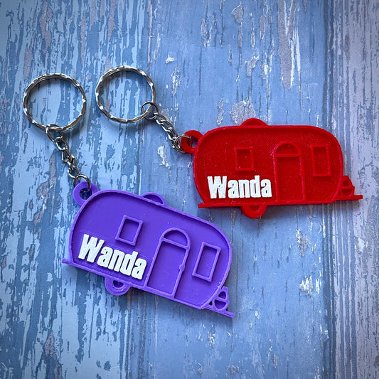 Caravan Keychain/Keyring - Camper van - 3D Printed - Personalised - Personalized - Party Bag Fillers - Name Tags - Book Bag- Under 5 Pounds