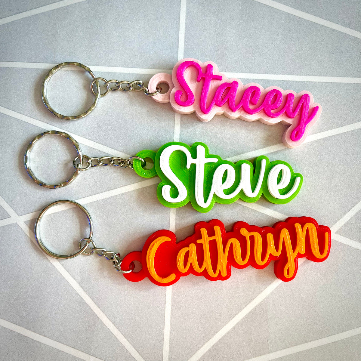 Name Keyring Border Keychain/keyring - 3D Printed - Personalised ...