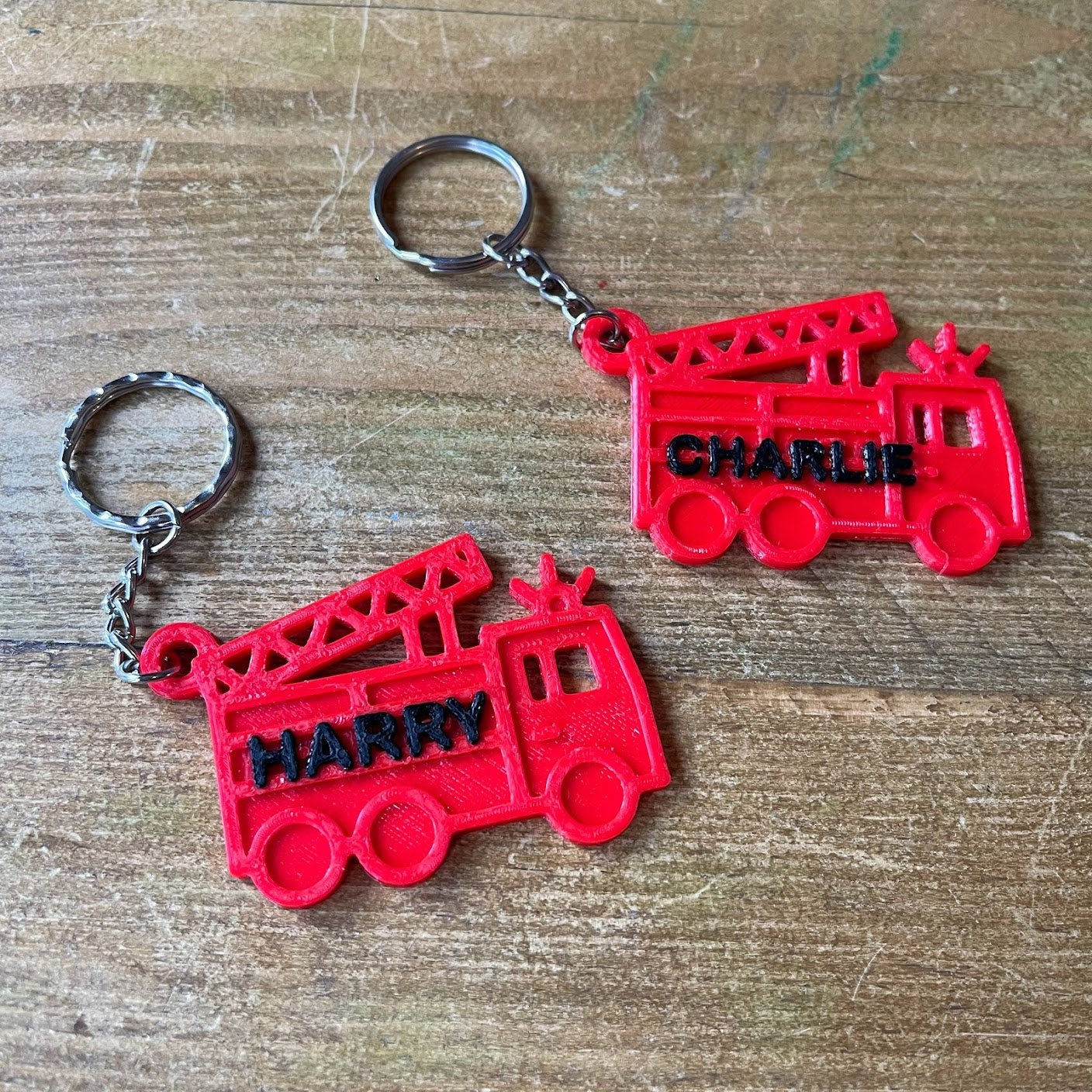 Fire Engine Keychain/Keyring - 3D Printed - Personalised - Emergency Vehicles - Personalized - Party Bag Fillers - Book Bag - Under 5 Pounds