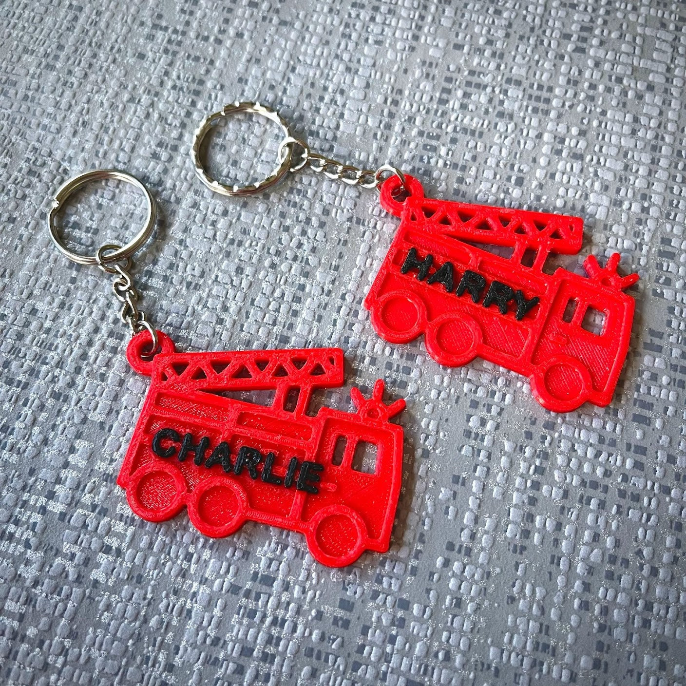 Fire Engine Keychain/Keyring - 3D Printed - Personalised - Emergency Vehicles - Personalized - Party Bag Fillers - Book Bag - Under 5 Pounds