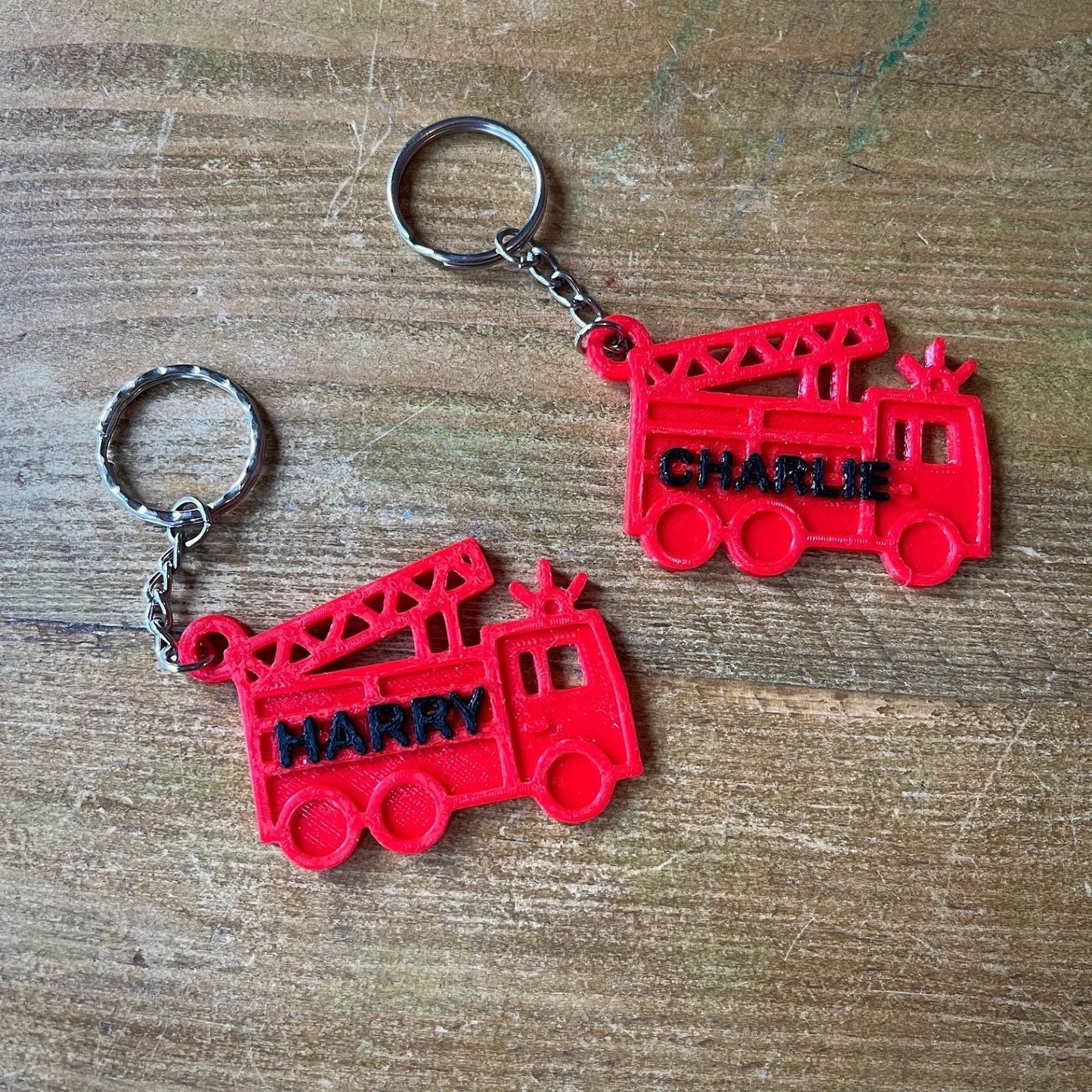 Fire Engine Keychain/Keyring - 3D Printed - Personalised - Emergency Vehicles - Personalized - Party Bag Fillers - Book Bag - Under 5 Pounds