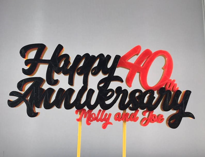 Happy Anniversary - Wedding - Personalised - Anniversary 3D Printed Cake Topper - Birthday Gift - Party Supplies