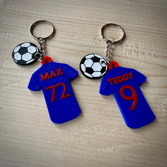 Football Shirt Keyring - Keychain - Personalised 3D Printed - Footballer - Team - Sportsman - Fun Gift - Stocking Filler - Footie Fan