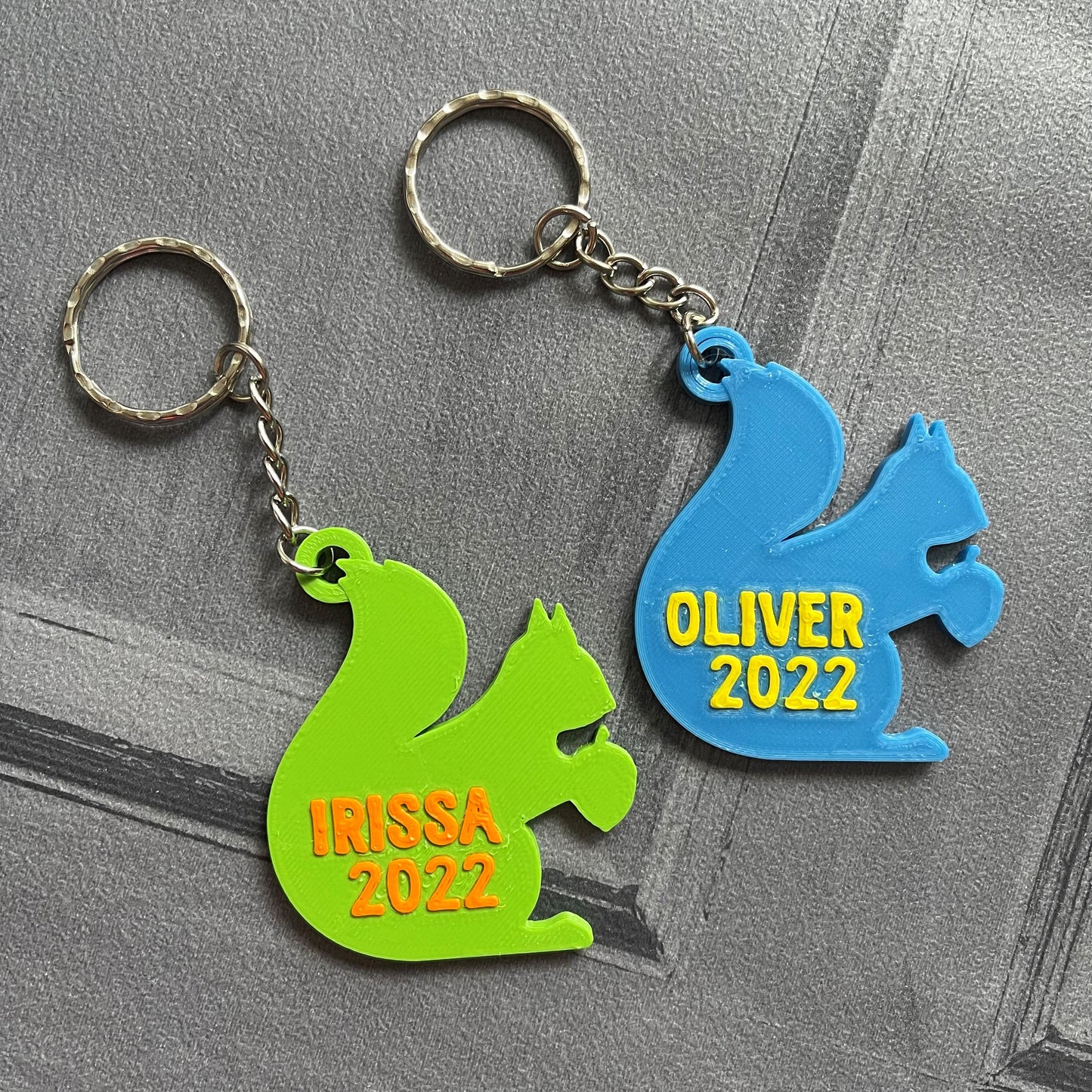 Squirrel Keyring - Keychain - Personalised 3D Printed - Party Bag Favours - Gifts under 5 pounds - Fun Gift - Stocking Filler