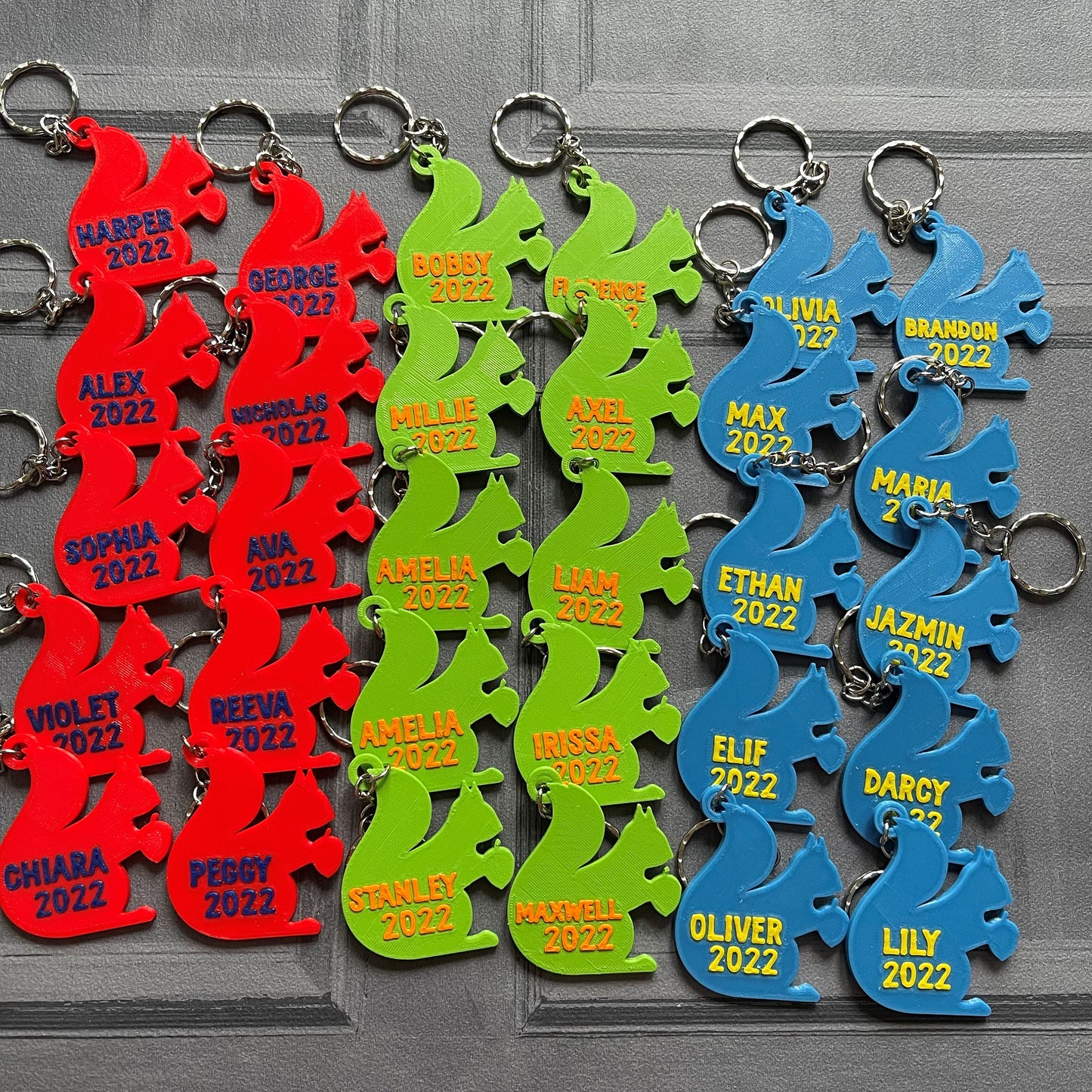 Squirrel Keyring - Keychain - Personalised 3D Printed - Party Bag Favours - Gifts under 5 pounds - Fun Gift - Stocking Filler