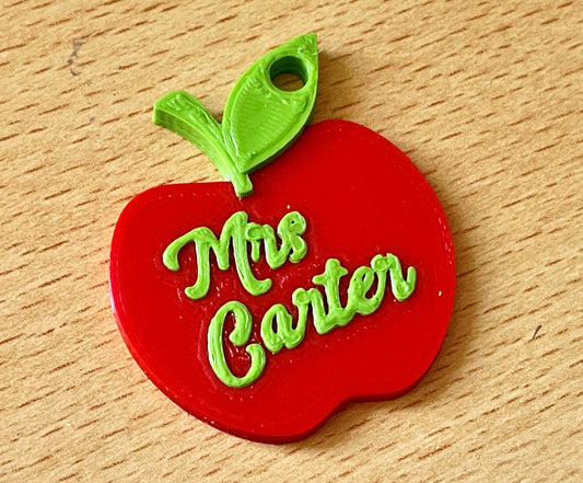 Apple Keyring - Keychain - Personalised 3D Printed - Party Bag Favours - Gifts under 5 pounds - Fun Gift - Stocking Filler - Teacher Gift