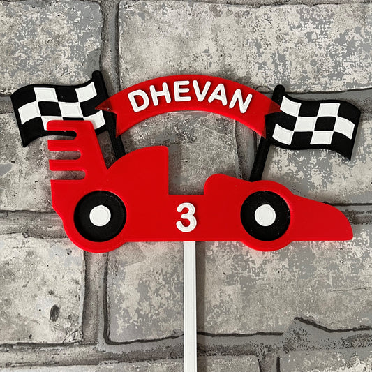 Race Car Cake Topper - Soldier - Personalised - Vehicles - Motorsports - Birthday Cake Topper - Party Supplies