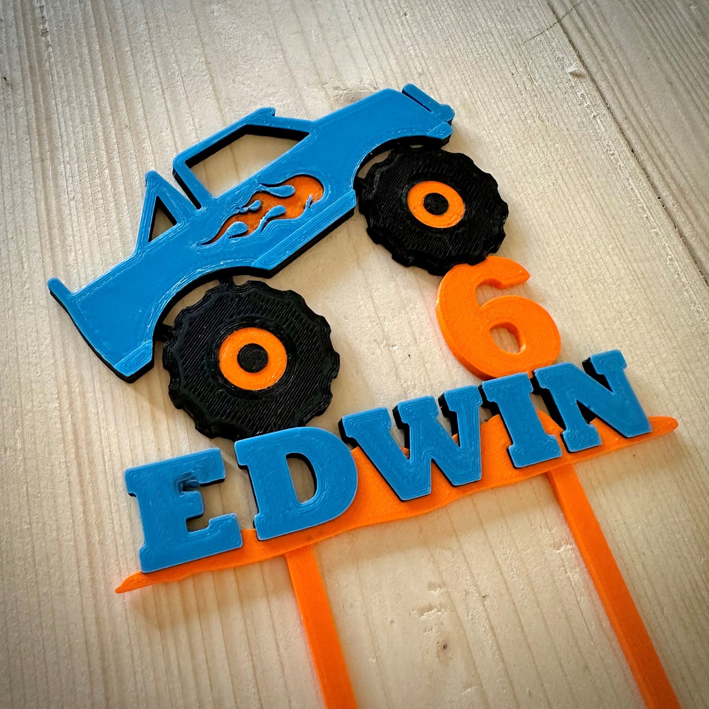 Monster Truck Cake Topper - Personalised - Vehicles - Birthday Cake Topper - Party Supplies - Baking - Big Wheeler