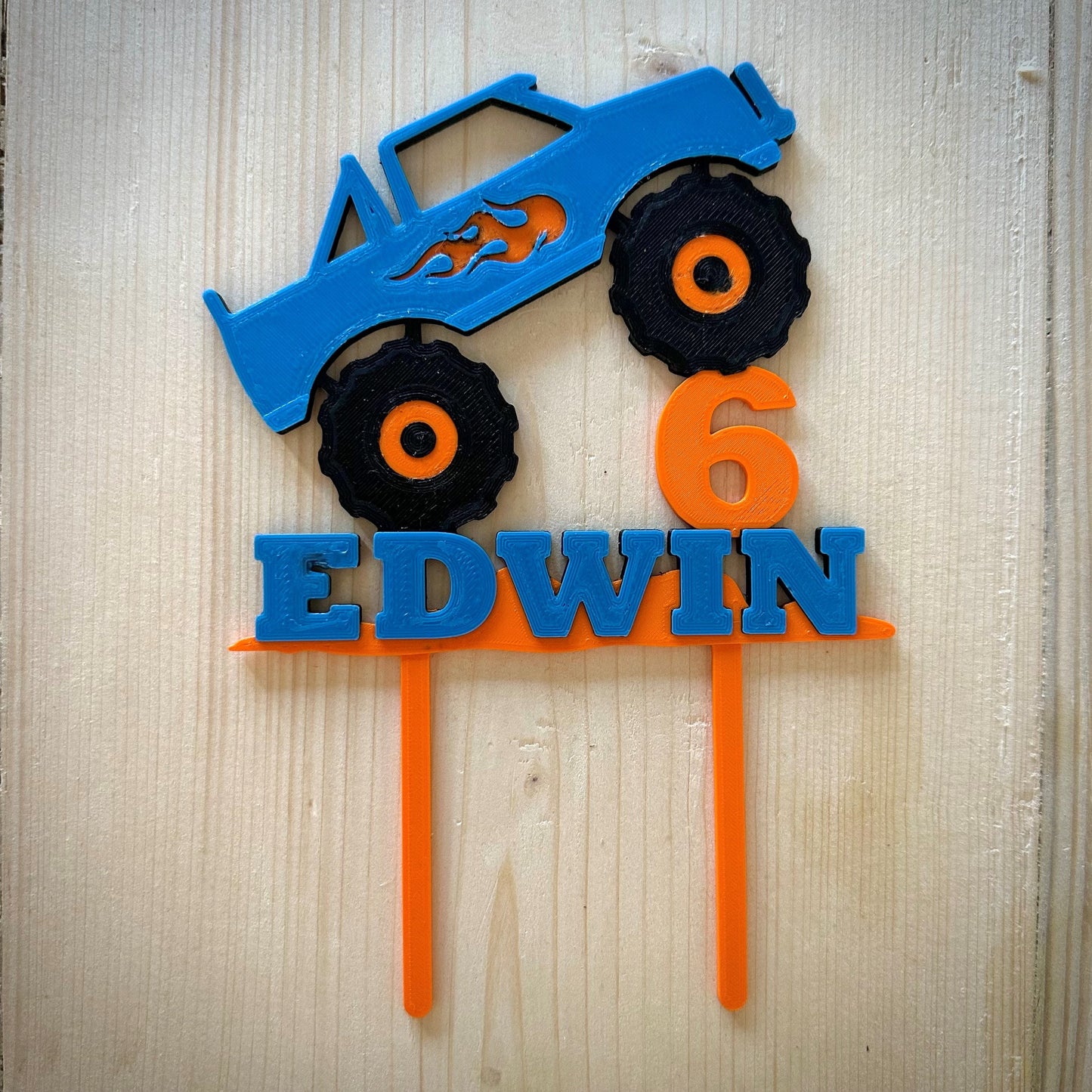 Monster Truck Cake Topper - Personalised - Vehicles - Birthday Cake Topper - Party Supplies - Baking - Big Wheeler