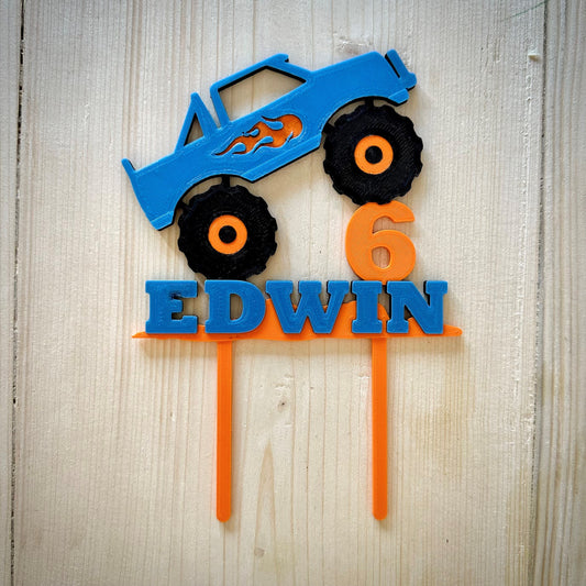 Monster Truck Cake Topper - Personalised - Vehicles - Birthday Cake Topper - Party Supplies - Baking - Big Wheeler