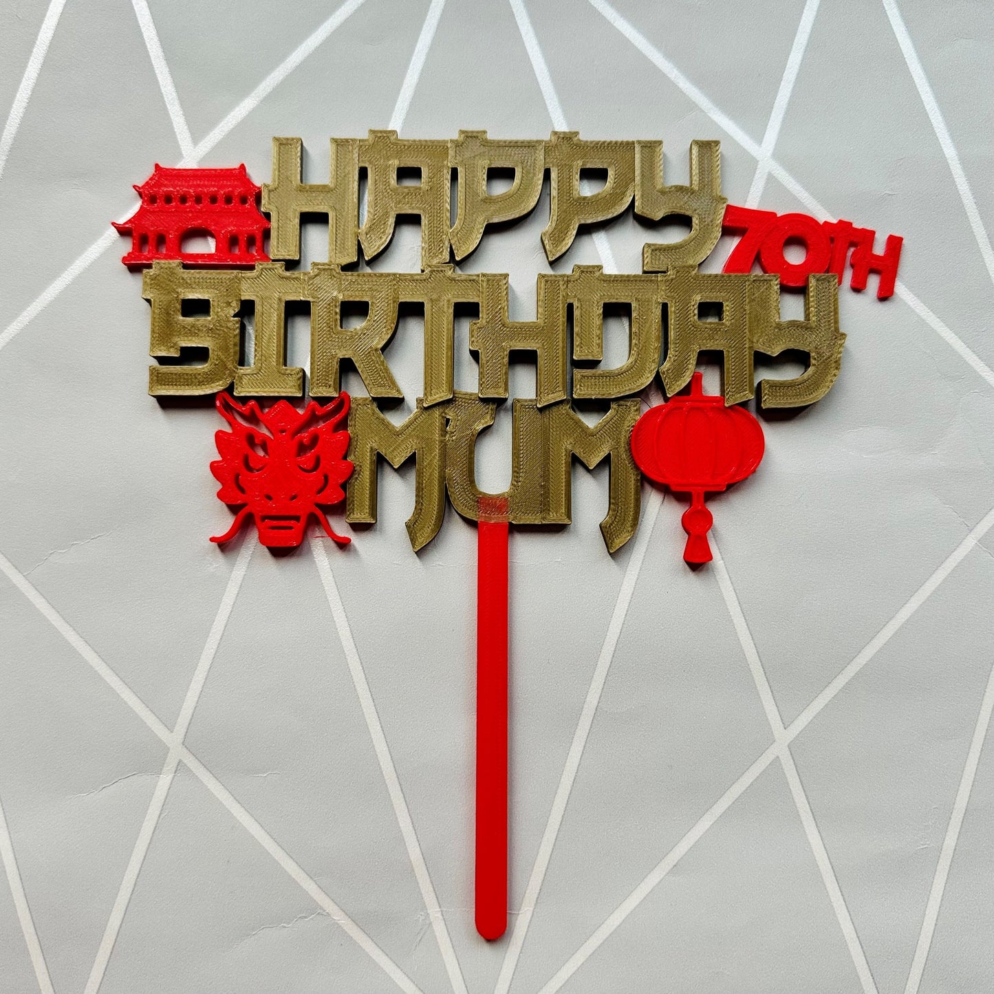 Chinese New Year Cake Topper - Birthday - New Year - Asia - China - Dragon - Personalised - Cake Decorations - Party Supplies