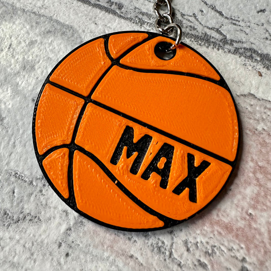 Basketball Keyring - Keychain - Personalised 3D Printed - Basketball- Team - Sportsman - Fun Gift - Stocking Filler - Shooting Hoops