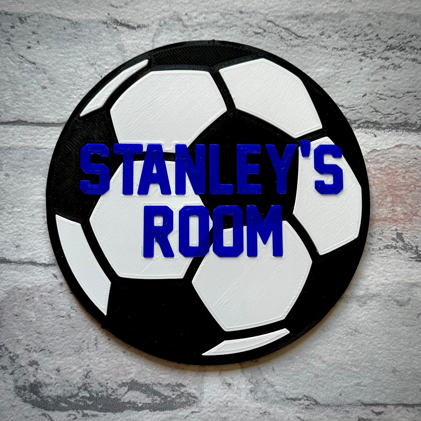 Football Door Plaque - Personalised - 3D Printed - Soccer - Nursery - Children - Bedroom - Christmas Gift