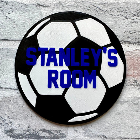 Football Door Plaque - Personalised - 3D Printed - Soccer - Nursery - Children - Bedroom - Christmas Gift