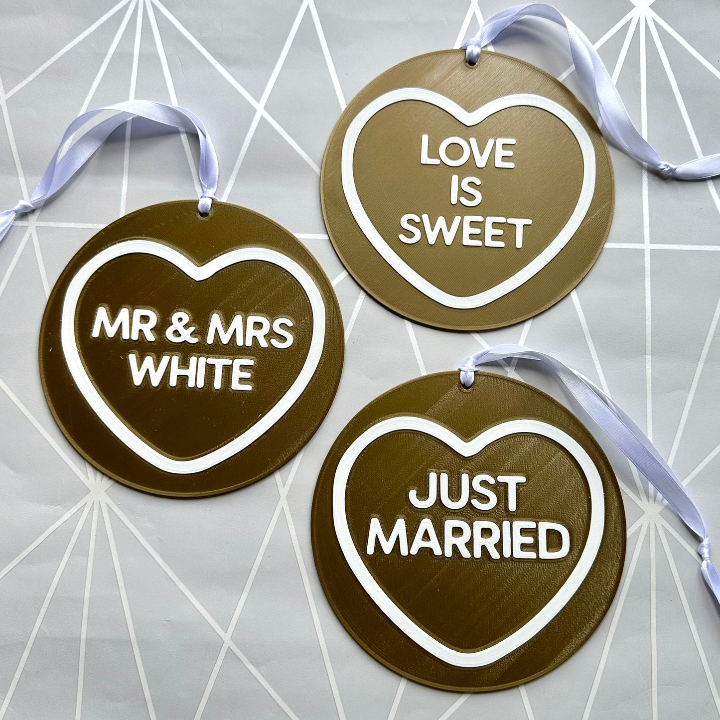 Wedding Sweet Sign - Love Heart - Personalised - Mr Mrs - Marriage - Bridal - Bride - Groom - Sweet Stand - Party Decorations - Just Married