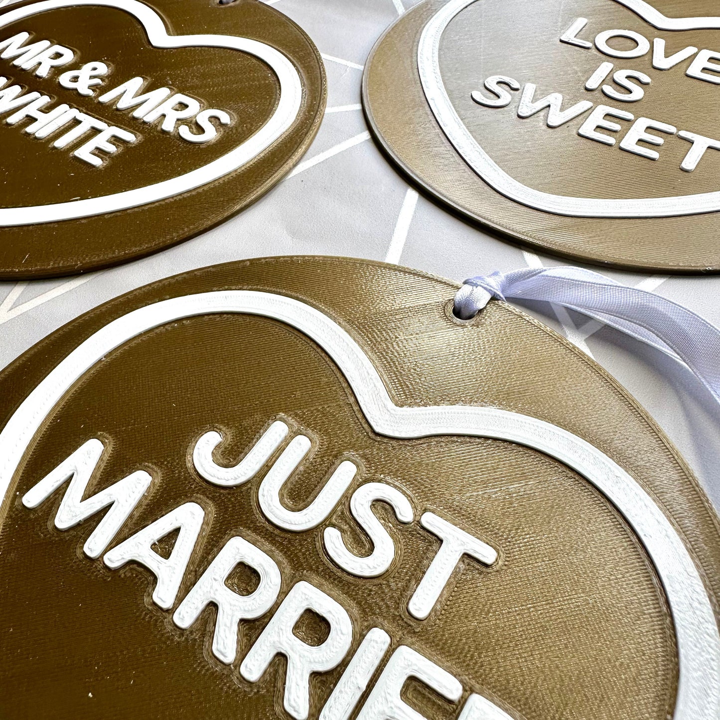 Wedding Sweet Sign - Love Heart - Personalised - Mr Mrs - Marriage - Bridal - Bride - Groom - Sweet Stand - Party Decorations - Just Married