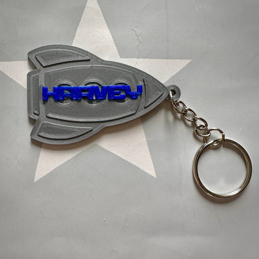 Rocket Keyring - Space - Spaceship Keychain - Personalised 3D Printed - Party Bag Favours - Gifts under 5 pounds - Fun Gift - Aliens