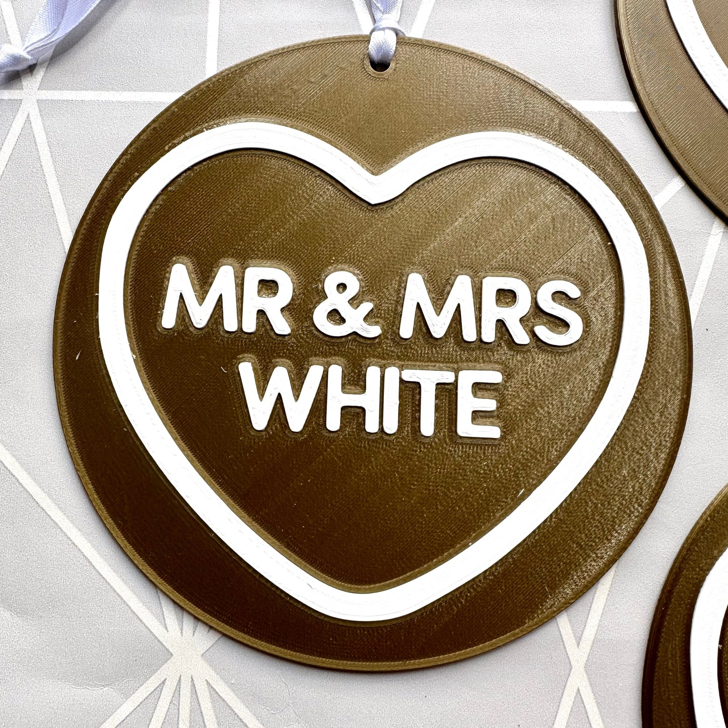 Wedding Sweet Sign - Love Heart - Personalised - Mr Mrs - Marriage - Bridal - Bride - Groom - Sweet Stand - Party Decorations - Just Married