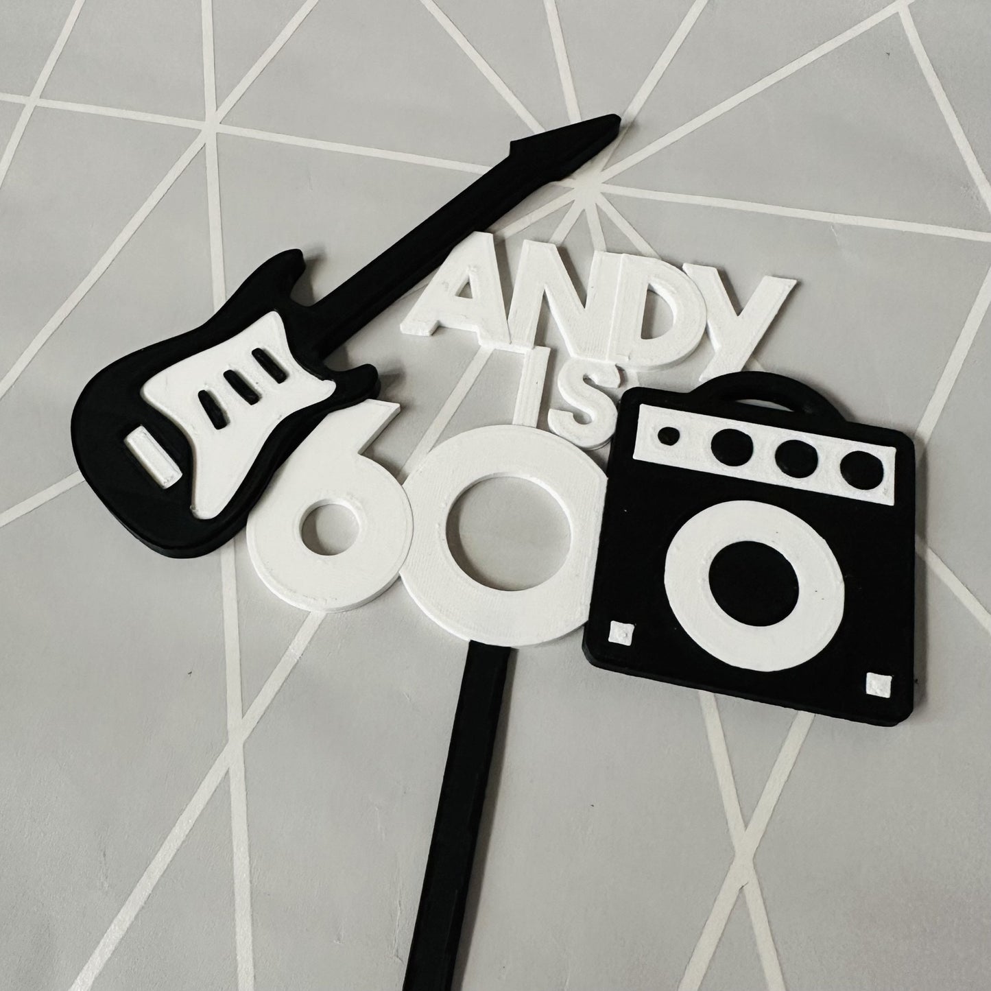 Guitar & Amp Birthday Cake Topper - Personalised - Cake Decorations - Party Supplies - Guitarist