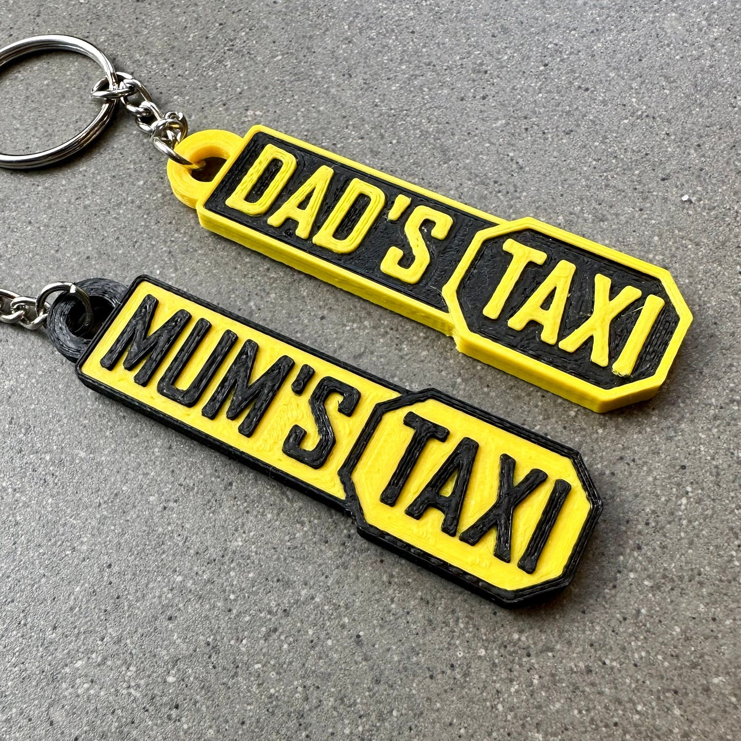 Mum Dad Taxi Keyring - Keychain - Personalised Personalized 3D Printed - Fun Gift - Taxi Driver - Parents - Children - Numberplate - Driver