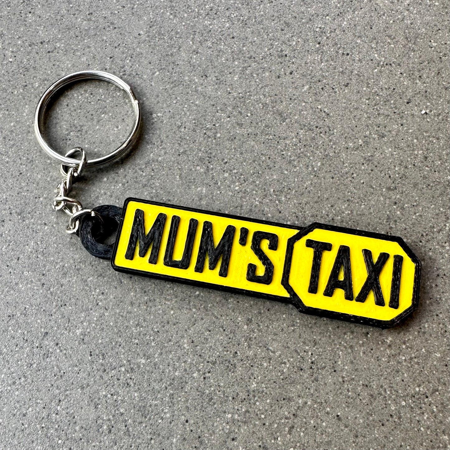 Mum Dad Taxi Keyring - Keychain - Personalised Personalized 3D Printed - Fun Gift - Taxi Driver - Parents - Children - Numberplate - Driver