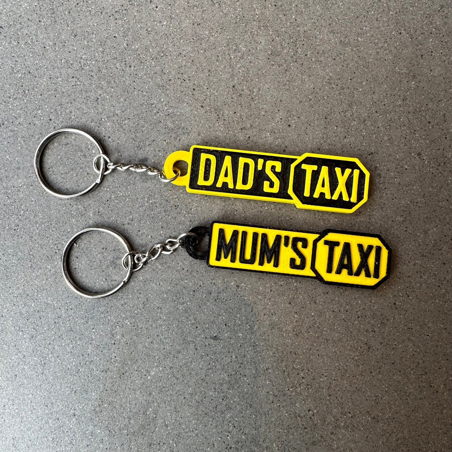 Mum Dad Taxi Keyring - Keychain - Personalised Personalized 3D Printed - Fun Gift - Taxi Driver - Parents - Children - Numberplate - Driver