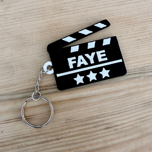 Movie Clipboard Keyring - Keychain - Personalised 3D Printed - Film Fan - Fun Gift - Stocking Filler - Movie Night - Popcorn - Sleepover